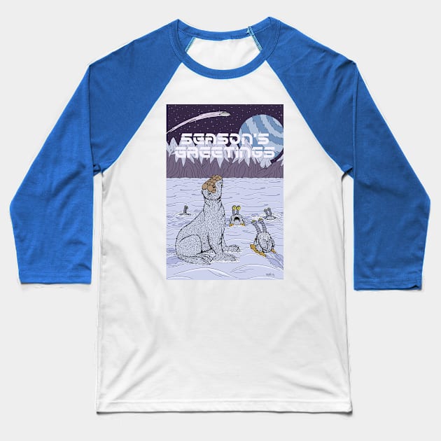 A Midwinter's Night on Ertrixia Season's Greetings Baseball T-Shirt by AzureLionProductions